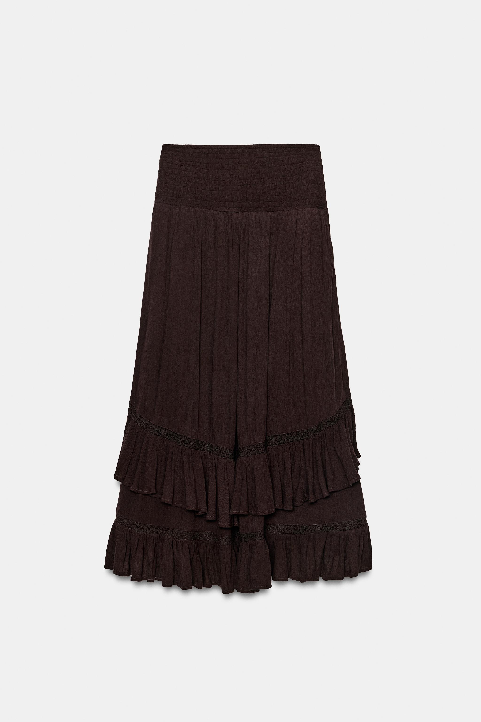 RUFFLED MIDI SKIRT